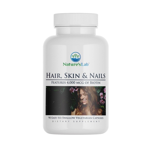 [BRSROEANOV4GMDLA] Nature's Lab Hair Skin and Nails - Biotin, BCAA, MSM, Vitamin Complex - 90 Ct (90 Day Supply)
