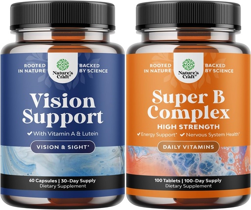 [BRSRAZI6CJ4BQYIY] Bundle of Complete Eye Health Supplement for Adults for Vision Dry Eyes Pressure and Blue Light Protection and Vitamin B Complex Adult Multivitamin for Immune Support Mood Boost and Memory Supplement