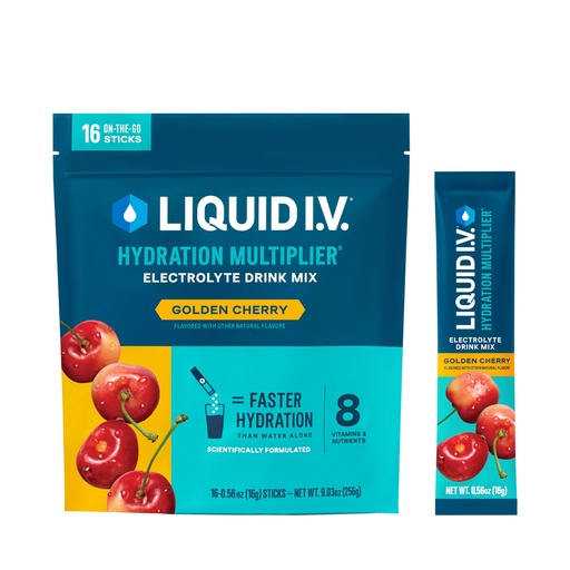 [BRSRMYYFBV6WE3TG] Liquid I.V.® Hydration Multiplier - Golden Cherry | Electrolyte Powder Drink Mix | 1 Pack (16 Servings)
