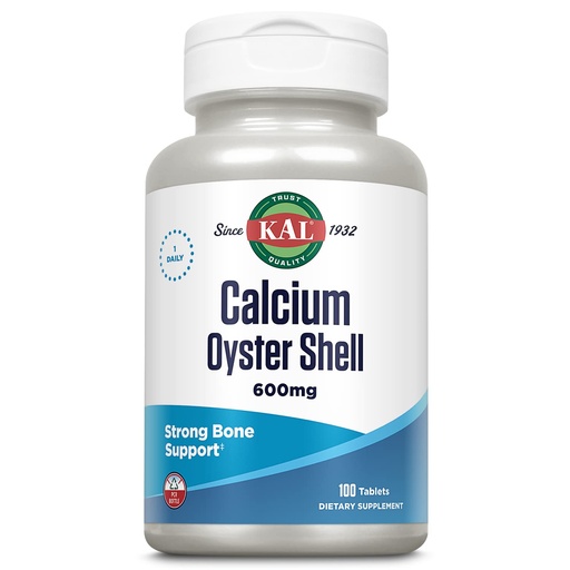 [BRSWIYT3OMAQGCD6] KAL Calcium Oyster Shell Tablets, 600 mg, 100 Count