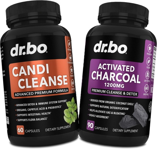 [BRSROGDRAUCQIHQ4] Charcoal & Candi Cleanse Support - Coconut Charcoal Pills & Anti Overgrowth Pills for Stomach Gas and Bloating for Men Women Kids - Oral Herbal Oregano & Caprylic Acid Capsules