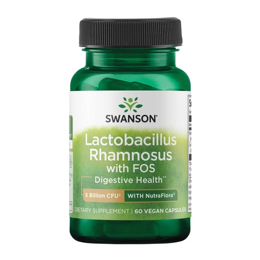 [BRSWIGDZOAJWE2A3] Swanson Lactobacillus Rhamnosus with FOS - 5 Billion CFU - Digestive Health Support with Fructooligosaccharides - Probiotic Support for Gastrointestinal Health* - Vegan - 60 Veggie Caps