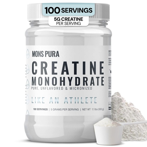 [BRSRAFD5B4OW2CIZ] 100% Pure Micronized Creatine Monohydrate Powder (500g) - Unflavored Monohydrate Creatine for Men & Women to Support Muscle Growth, Strength & Recovery - 5g Per Serving (100 Servings)