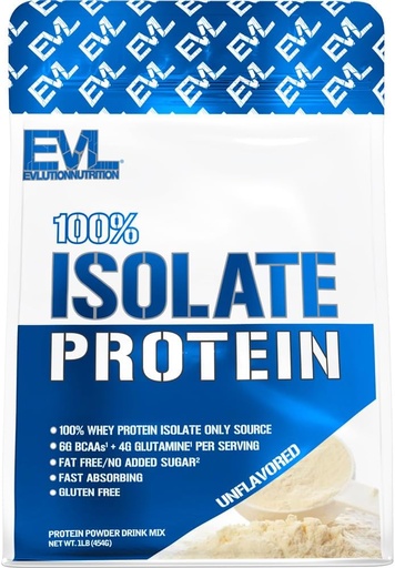 [BRSRAZQCCJ4BEC3F] Evlution Nutrition 100% Isolate, Whey Isolate Protein Powder, 25 G nopeasti imeytyvä proteiini, ei sokeria lisätty, alhainen hiilipitoisuus, gluteeniton (ei maustettu, 1 LB)