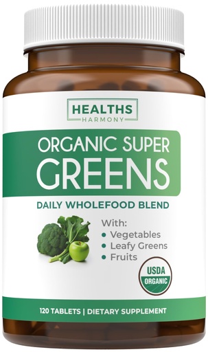 [BRSROCYPOIFWEFDH] USDA Organic Super Greens Supplement - Organic Greens Fruits and Vegetable Supplement for Adults with 28 Superfood Complex with Superfruits Roots Herbs & More - Vegan & Non-GMO (Up to 2 Month Supply)