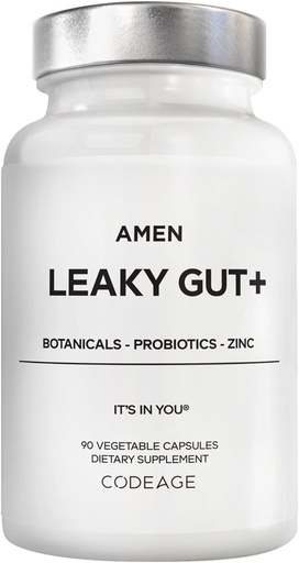 [BRSWGCQQBMCQKYDO] Amen Leaky Gut Supplement - Advanced Formula with Bioavailable L Glutamine, Zinc, Turmeric, DGL Licorice Root - Marshmallow Root - Probiotics & Fermented Prebiotics - Vegan, Non-GMO - 90 Capsules