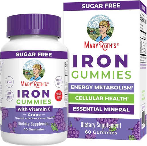 [BRSRMBQBDMHBE3AU] MaryRuth Organics Iron Gummies per 14+ con vitamina C per l'assorbimento | Sugar Free | Gummy Iron Supplement + VIT C | Metabolismo energetico | Salute cellulare | Supporto immunitario | Vegan | Non-GMO | 60 Count