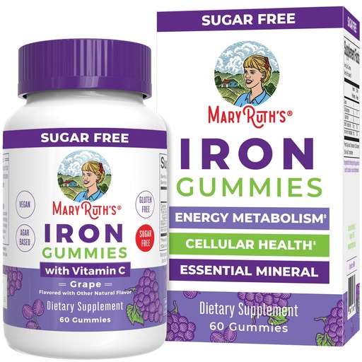 [BRSRMBQBDMHBE3AU] MaryRuth's Iron Gummies for 14+ with Vitamin C for Absorption | Sugar Free | Gummy Iron Supplement + VIT C | Energy Metabolism | Cellular Health | Immune Support | Vegan | Non-GMO | 60 Count