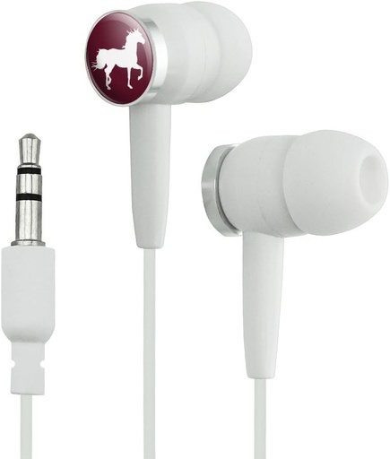[BRSWGYAEAR6B6FA2] GRAPHICS & MORE Horse Silhouette Wild Mane Trotting Maroon Novelty in-Ear Earbud Headphones - White