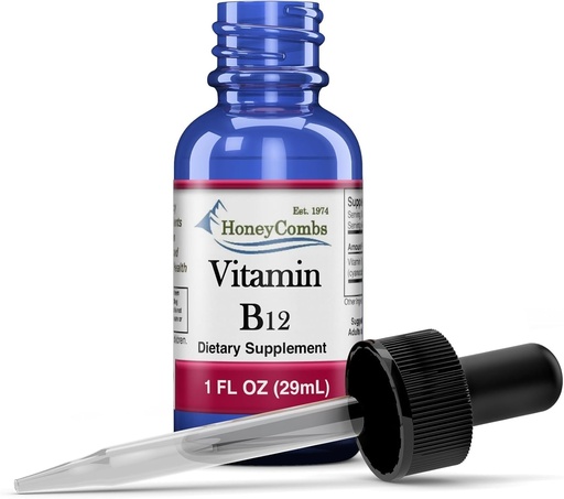 [BRSWIYTYBIOQCCTI] HoneyCombs Liquid Vitamin B12 Drops – Sublingual B12 Supplement for Energy, Brain Focus & Nerve Health – Cold Processed, Alcohol-Free, Vegetable Glycerin Base – Vegan, Made in USA – 36 Servings