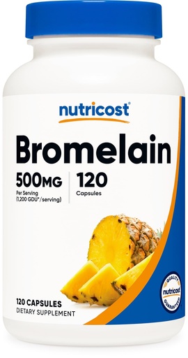 [BRSWGBQCO4JQAFL5] Nutricost Bromelain 500mg, 120 Vegetarian Capsules - Bromelain (1200 GDU), Non-GMO, Gluten Free
