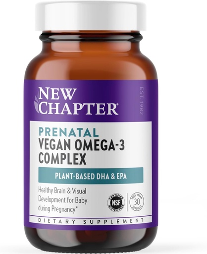 [BRSW2HY2BUIQ2ETG] Nuevo capítulo Vegan Prenatal DHA, EPA y DPA Suplemento - Prenatal Vegan Omega-3 Complejo para el desarrollo del cerebro saludable y del ojo durante el embarazo - 30 Softgels