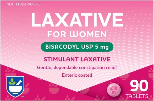 [BRSWIYLZBMBA42TA] Rite Aid Stimulant Laxative Tablets, Bisacodyl USP, 5 mg - 90 Count | Constipation Relief | Coated for Easy Swallowing | Women Health | Stool Softener